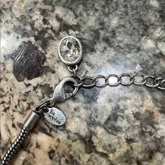 Lia Sophia Silver Necklace with Crystal Accents - Picture 4 of 5